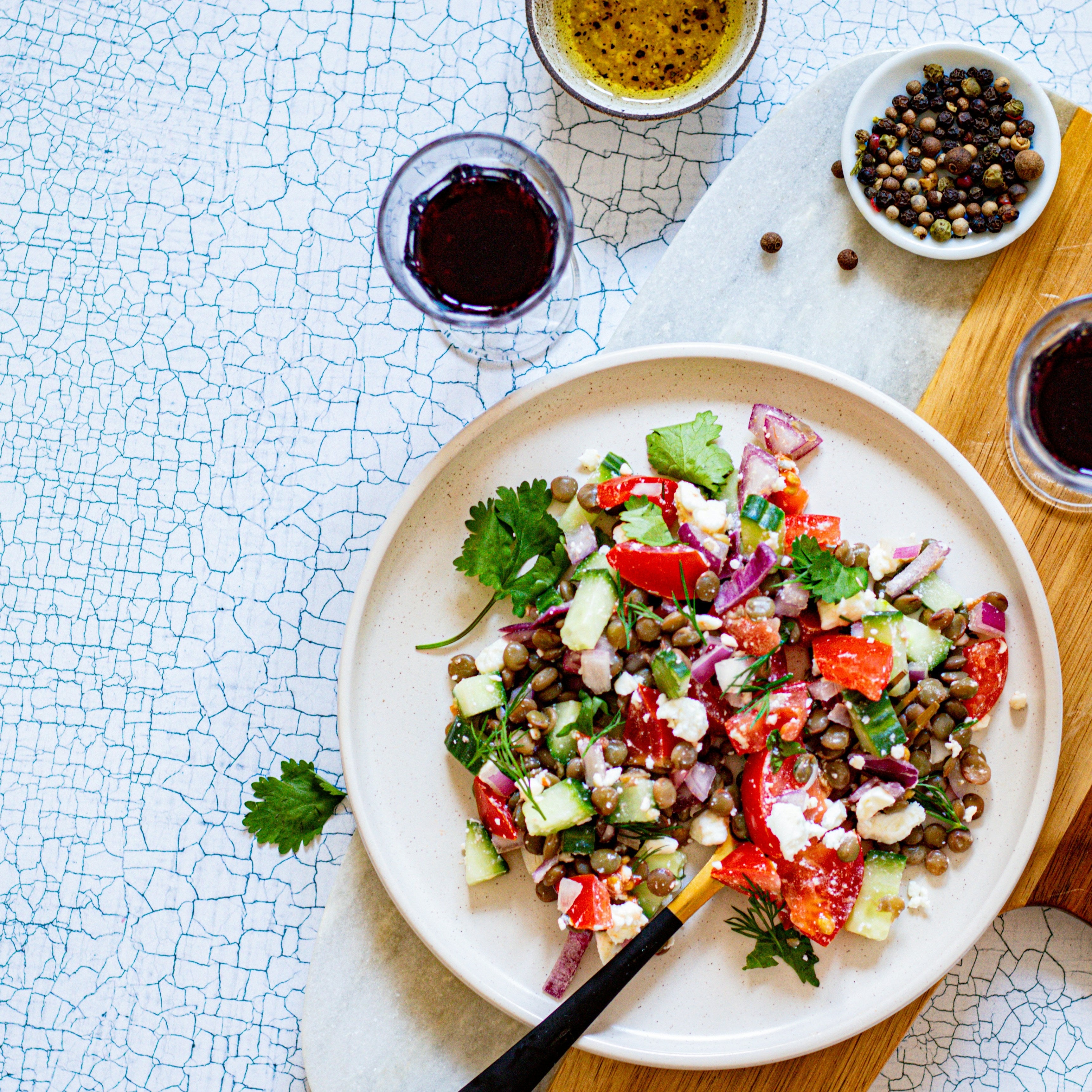 Beluga Lentil, Roasted Tomato & Fresh Herb Salad